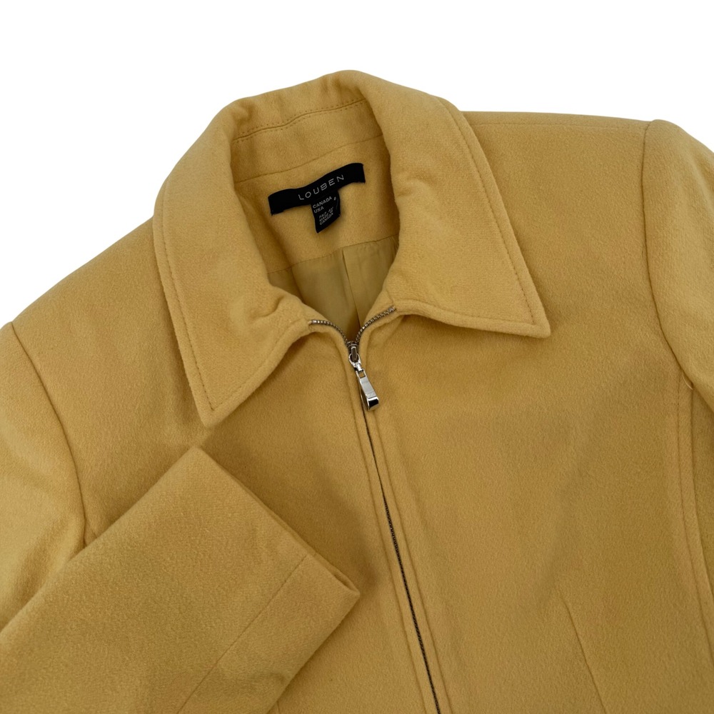 Louben Women's Yellow Wool Cashmere Blend Zip‎ Front Blazer Size 6